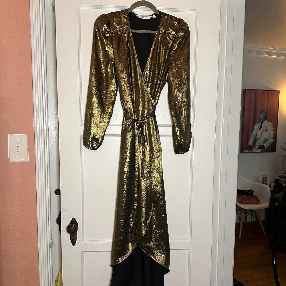 & Other Stories Metallic Wrap Dress - Size 10
